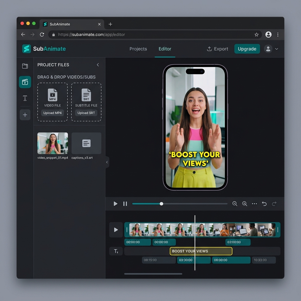 SubAnimate Editor - Drag and Drop MP4 video and SRT subtitles